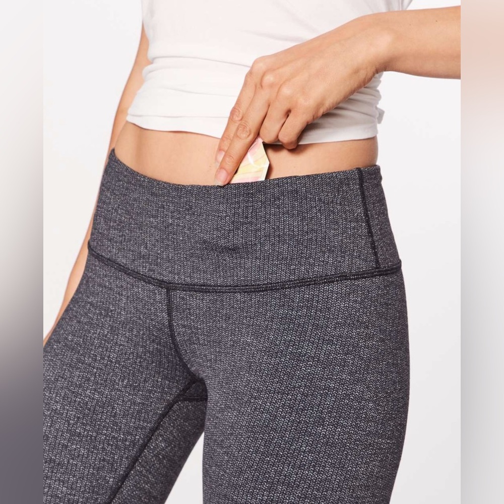 Lululemon Wunder Under Low-Rise Tight 28" Luon Variegated Knit Black Heathered 6 - Picture 4 of 13